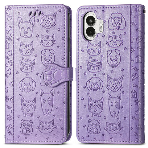 Coque Portefeuille Motif Fantaisie Livre Cuir Etui Clapet S03D pour Nothing Phone 2 Violet