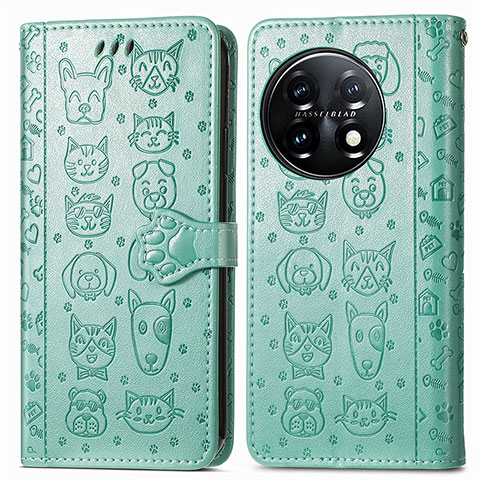 Coque Portefeuille Motif Fantaisie Livre Cuir Etui Clapet S03D pour OnePlus 11 5G Vert