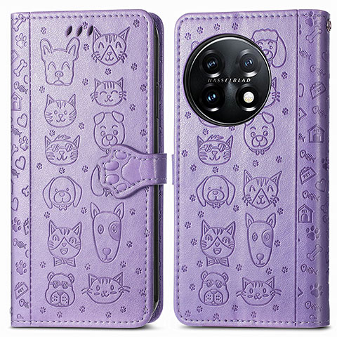 Coque Portefeuille Motif Fantaisie Livre Cuir Etui Clapet S03D pour OnePlus 11 5G Violet