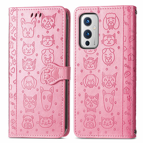 Coque Portefeuille Motif Fantaisie Livre Cuir Etui Clapet S03D pour OnePlus 9 5G Rose