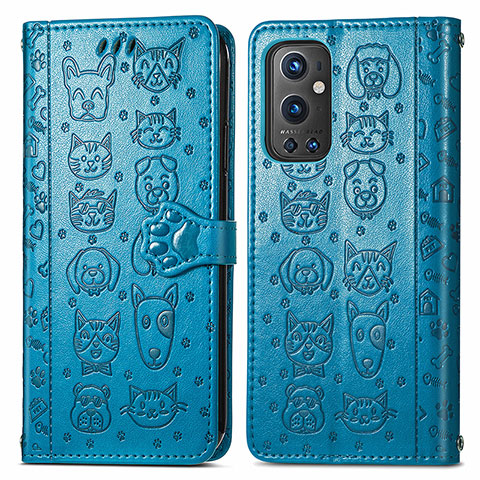 Coque Portefeuille Motif Fantaisie Livre Cuir Etui Clapet S03D pour OnePlus 9 Pro 5G Bleu