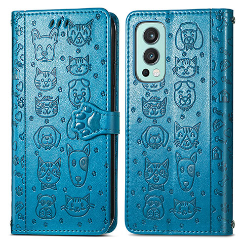 Coque Portefeuille Motif Fantaisie Livre Cuir Etui Clapet S03D pour OnePlus Nord 2 5G Bleu