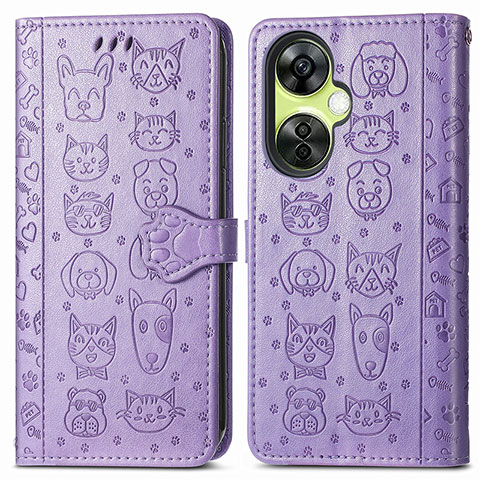 Coque Portefeuille Motif Fantaisie Livre Cuir Etui Clapet S03D pour OnePlus Nord CE 3 5G Violet