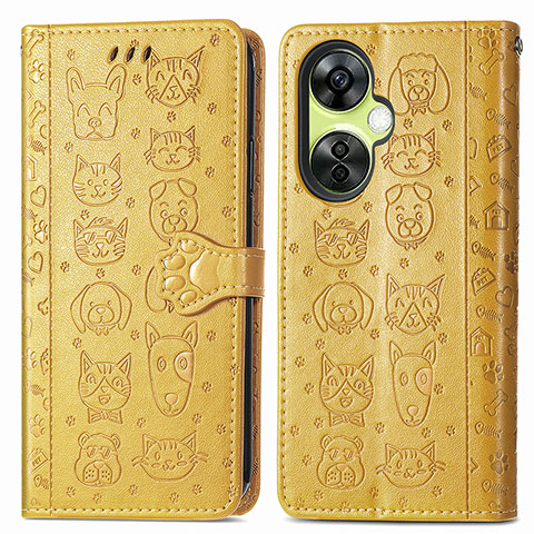 Coque Portefeuille Motif Fantaisie Livre Cuir Etui Clapet S03D pour OnePlus Nord CE 3 Lite 5G Jaune