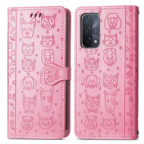 Coque Portefeuille Motif Fantaisie Livre Cuir Etui Clapet S03D pour OnePlus Nord N200 5G Rose