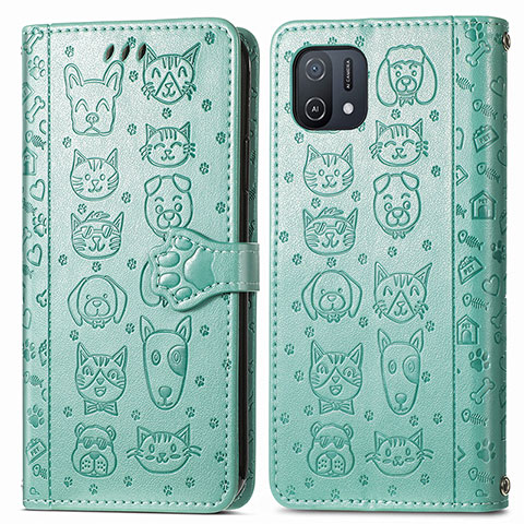 Coque Portefeuille Motif Fantaisie Livre Cuir Etui Clapet S03D pour Oppo A16e Vert