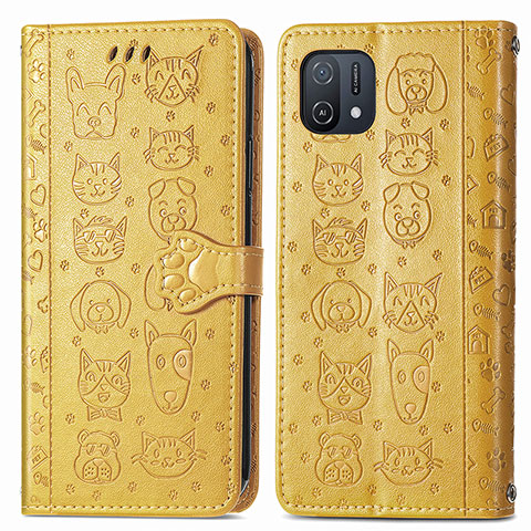 Coque Portefeuille Motif Fantaisie Livre Cuir Etui Clapet S03D pour Oppo A16K Jaune