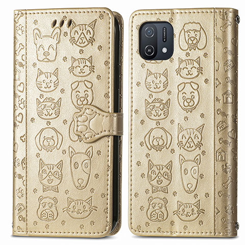 Coque Portefeuille Motif Fantaisie Livre Cuir Etui Clapet S03D pour Oppo A16K Or