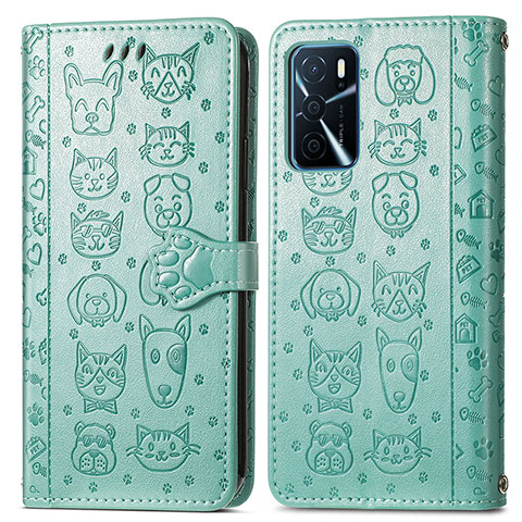 Coque Portefeuille Motif Fantaisie Livre Cuir Etui Clapet S03D pour Oppo A54s Vert