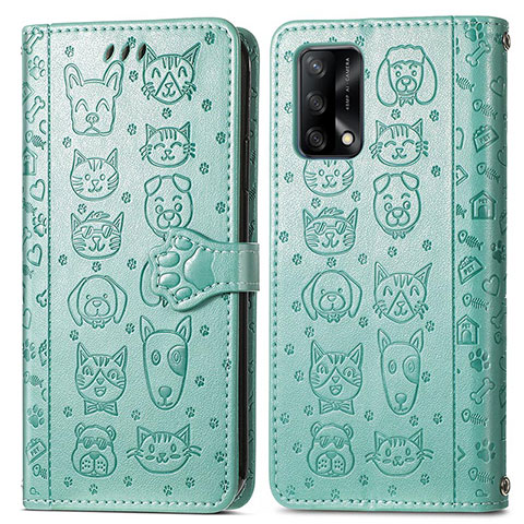 Coque Portefeuille Motif Fantaisie Livre Cuir Etui Clapet S03D pour Oppo A74 4G Vert