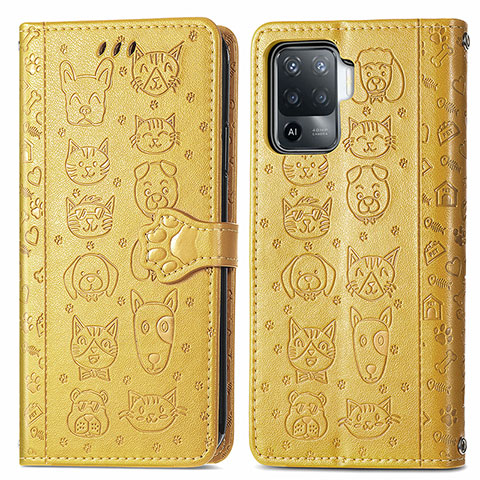 Coque Portefeuille Motif Fantaisie Livre Cuir Etui Clapet S03D pour Oppo A94 4G Jaune