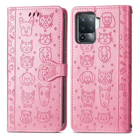 Coque Portefeuille Motif Fantaisie Livre Cuir Etui Clapet S03D pour Oppo A94 4G Rose