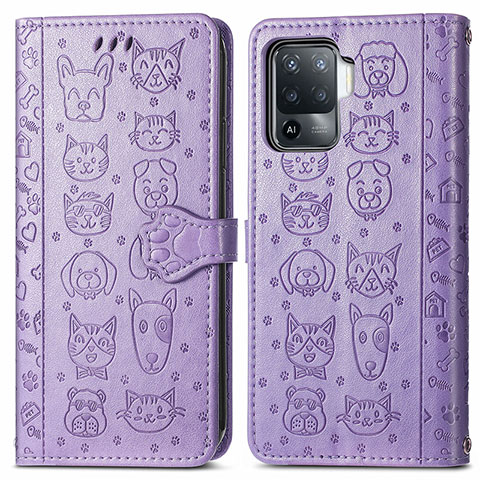 Coque Portefeuille Motif Fantaisie Livre Cuir Etui Clapet S03D pour Oppo A94 4G Violet