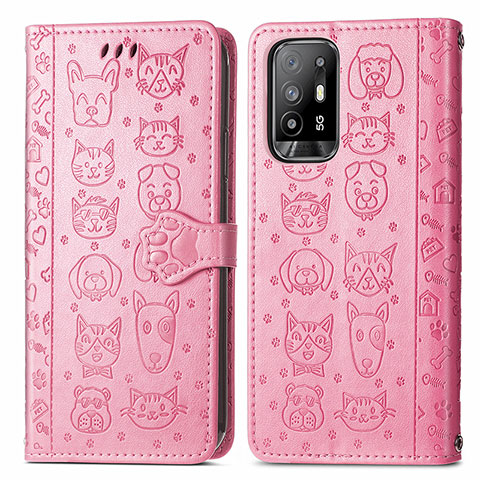 Coque Portefeuille Motif Fantaisie Livre Cuir Etui Clapet S03D pour Oppo A95 5G Rose