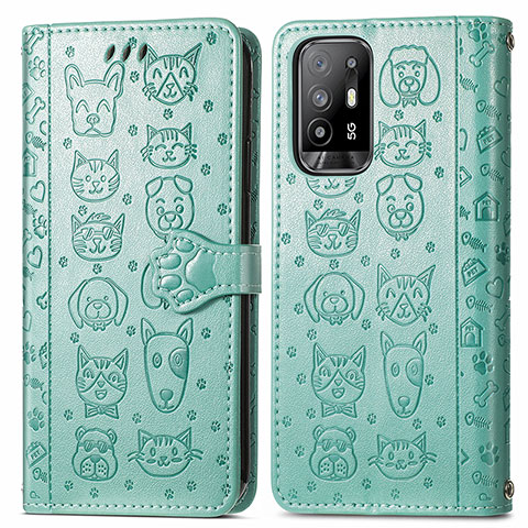 Coque Portefeuille Motif Fantaisie Livre Cuir Etui Clapet S03D pour Oppo F19 Pro+ Plus 5G Vert