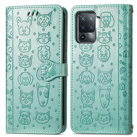 Coque Portefeuille Motif Fantaisie Livre Cuir Etui Clapet S03D pour Oppo F19 Pro Vert