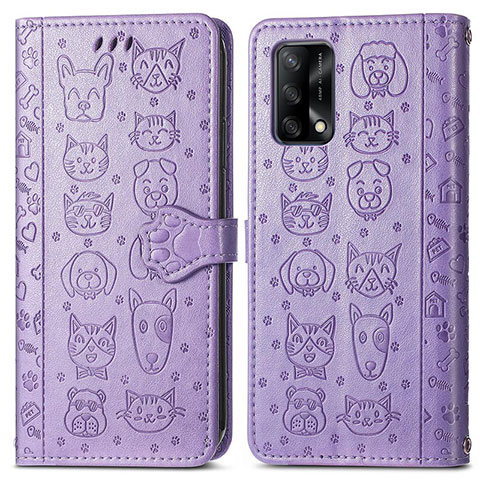 Coque Portefeuille Motif Fantaisie Livre Cuir Etui Clapet S03D pour Oppo F19s Violet