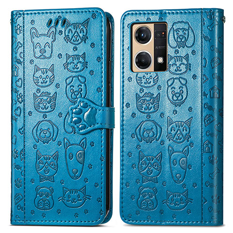 Coque Portefeuille Motif Fantaisie Livre Cuir Etui Clapet S03D pour Oppo F21 Pro 4G Bleu