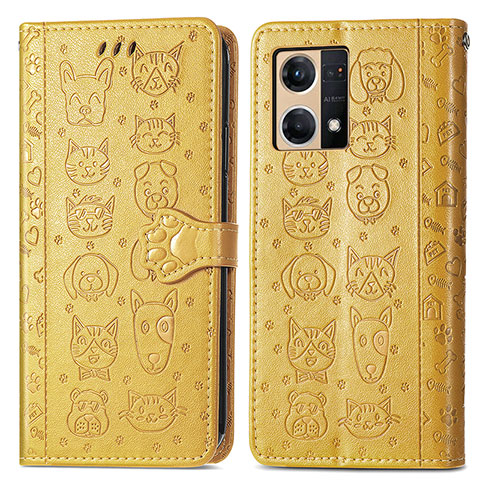 Coque Portefeuille Motif Fantaisie Livre Cuir Etui Clapet S03D pour Oppo F21 Pro 4G Jaune