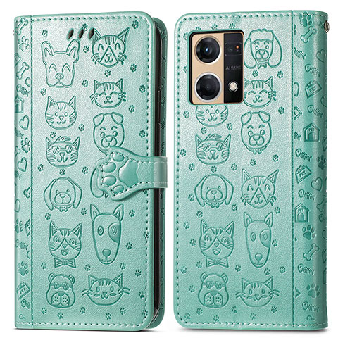 Coque Portefeuille Motif Fantaisie Livre Cuir Etui Clapet S03D pour Oppo F21 Pro 4G Vert