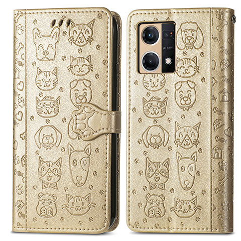 Coque Portefeuille Motif Fantaisie Livre Cuir Etui Clapet S03D pour Oppo F21s Pro 4G Or