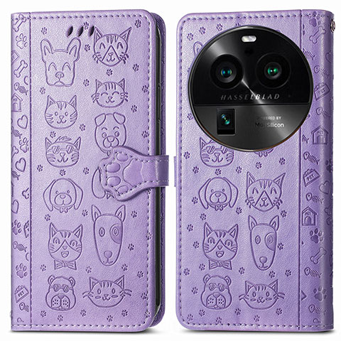 Coque Portefeuille Motif Fantaisie Livre Cuir Etui Clapet S03D pour Oppo Find X6 5G Violet