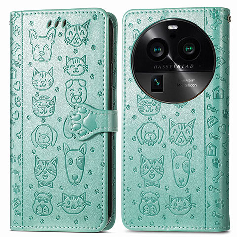 Coque Portefeuille Motif Fantaisie Livre Cuir Etui Clapet S03D pour Oppo Find X6 Pro 5G Vert