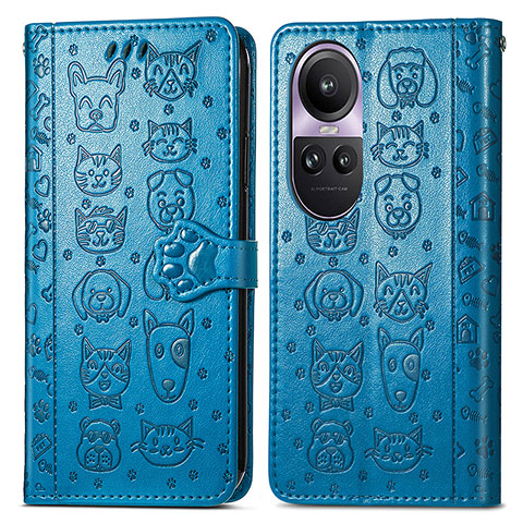 Coque Portefeuille Motif Fantaisie Livre Cuir Etui Clapet S03D pour Oppo Reno10 Pro 5G Bleu