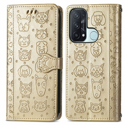 Coque Portefeuille Motif Fantaisie Livre Cuir Etui Clapet S03D pour Oppo Reno5 A Or