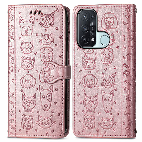 Coque Portefeuille Motif Fantaisie Livre Cuir Etui Clapet S03D pour Oppo Reno5 A Or Rose