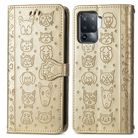 Coque Portefeuille Motif Fantaisie Livre Cuir Etui Clapet S03D pour Oppo Reno5 Lite Or