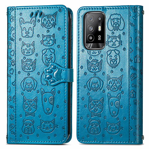 Coque Portefeuille Motif Fantaisie Livre Cuir Etui Clapet S03D pour Oppo Reno5 Z 5G Bleu