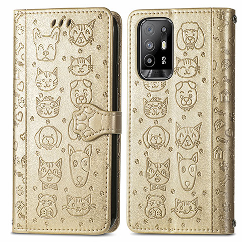 Coque Portefeuille Motif Fantaisie Livre Cuir Etui Clapet S03D pour Oppo Reno5 Z 5G Or