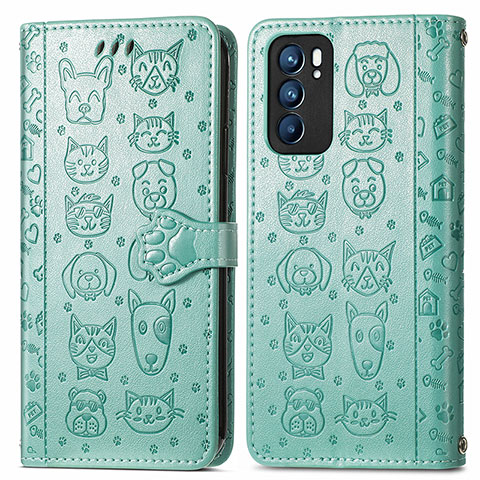 Coque Portefeuille Motif Fantaisie Livre Cuir Etui Clapet S03D pour Oppo Reno6 5G Vert