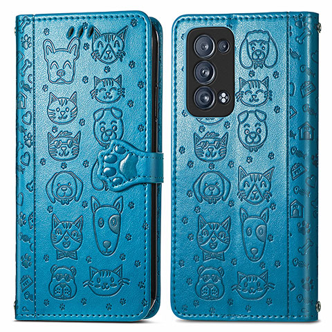 Coque Portefeuille Motif Fantaisie Livre Cuir Etui Clapet S03D pour Oppo Reno6 Pro 5G Bleu