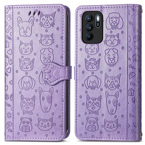 Coque Portefeuille Motif Fantaisie Livre Cuir Etui Clapet S03D pour Oppo Reno6 Z 5G Violet