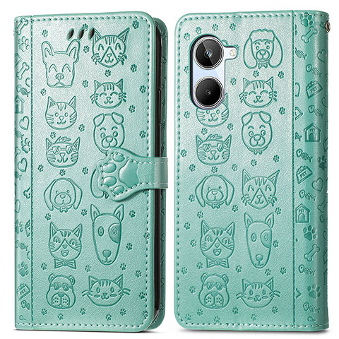 Coque Portefeuille Motif Fantaisie Livre Cuir Etui Clapet S03D pour Realme 10 Pro 5G Vert