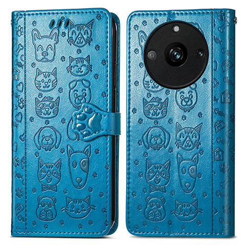 Coque Portefeuille Motif Fantaisie Livre Cuir Etui Clapet S03D pour Realme 11 Pro 5G Bleu