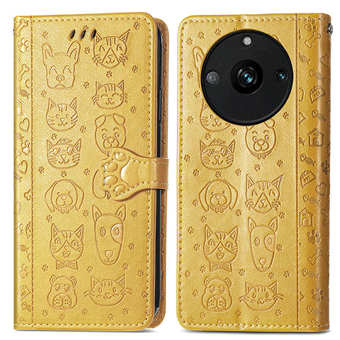 Coque Portefeuille Motif Fantaisie Livre Cuir Etui Clapet S03D pour Realme 11 Pro 5G Jaune