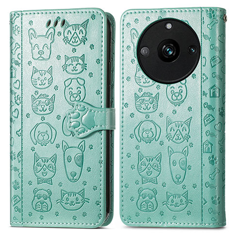 Coque Portefeuille Motif Fantaisie Livre Cuir Etui Clapet S03D pour Realme 11 Pro 5G Vert