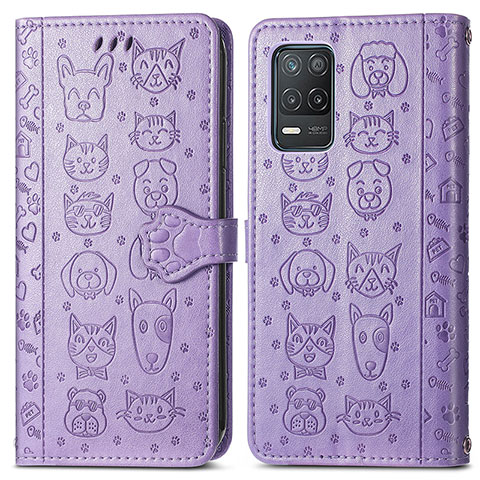 Coque Portefeuille Motif Fantaisie Livre Cuir Etui Clapet S03D pour Realme 9 5G India Violet