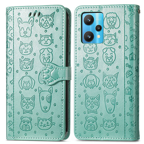 Coque Portefeuille Motif Fantaisie Livre Cuir Etui Clapet S03D pour Realme 9 5G Vert