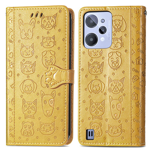 Coque Portefeuille Motif Fantaisie Livre Cuir Etui Clapet S03D pour Realme C31 Jaune