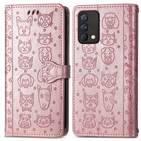 Coque Portefeuille Motif Fantaisie Livre Cuir Etui Clapet S03D pour Realme GT Master 5G Or Rose