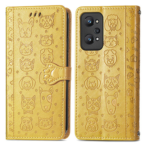 Coque Portefeuille Motif Fantaisie Livre Cuir Etui Clapet S03D pour Realme GT Neo2 5G Jaune