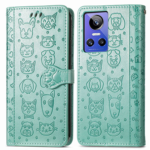 Coque Portefeuille Motif Fantaisie Livre Cuir Etui Clapet S03D pour Realme GT Neo3 5G Vert