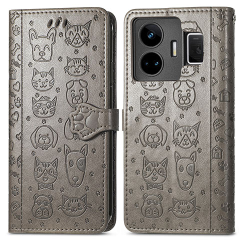 Coque Portefeuille Motif Fantaisie Livre Cuir Etui Clapet S03D pour Realme GT Neo5 240W 5G Gris