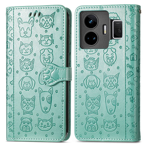 Coque Portefeuille Motif Fantaisie Livre Cuir Etui Clapet S03D pour Realme GT Neo5 5G Vert