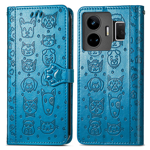 Coque Portefeuille Motif Fantaisie Livre Cuir Etui Clapet S03D pour Realme GT Neo6 5G Bleu