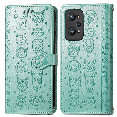 Coque Portefeuille Motif Fantaisie Livre Cuir Etui Clapet S03D pour Realme GT2 5G Vert